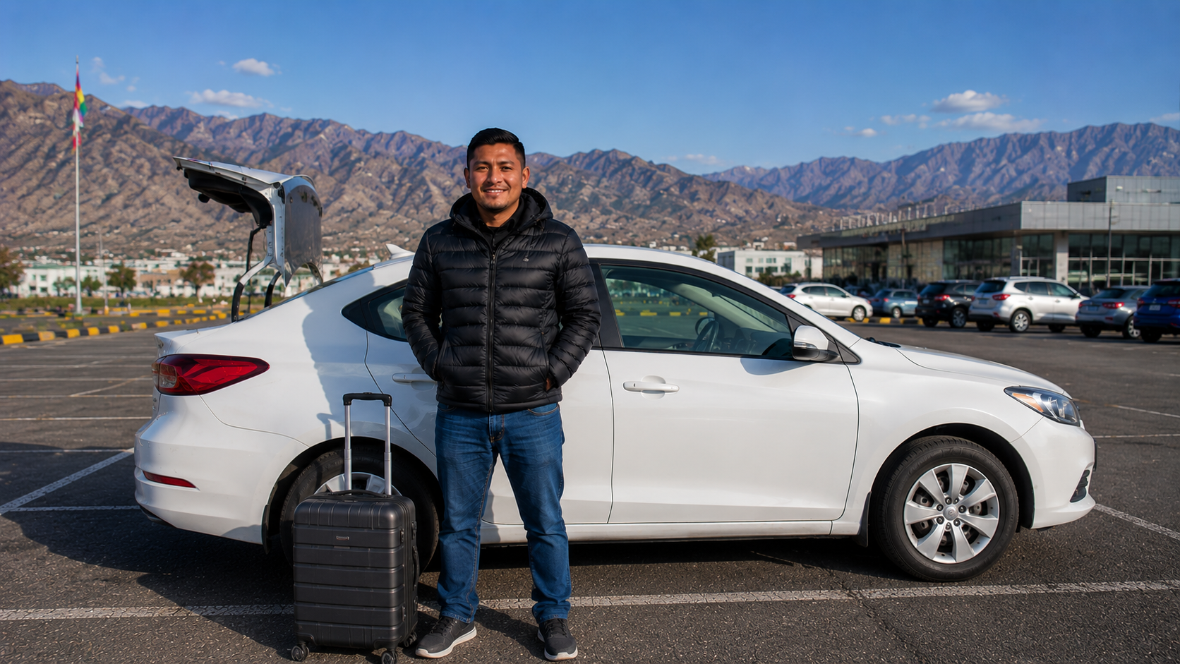 Local driver welcoming a traveler at La Paz airport
