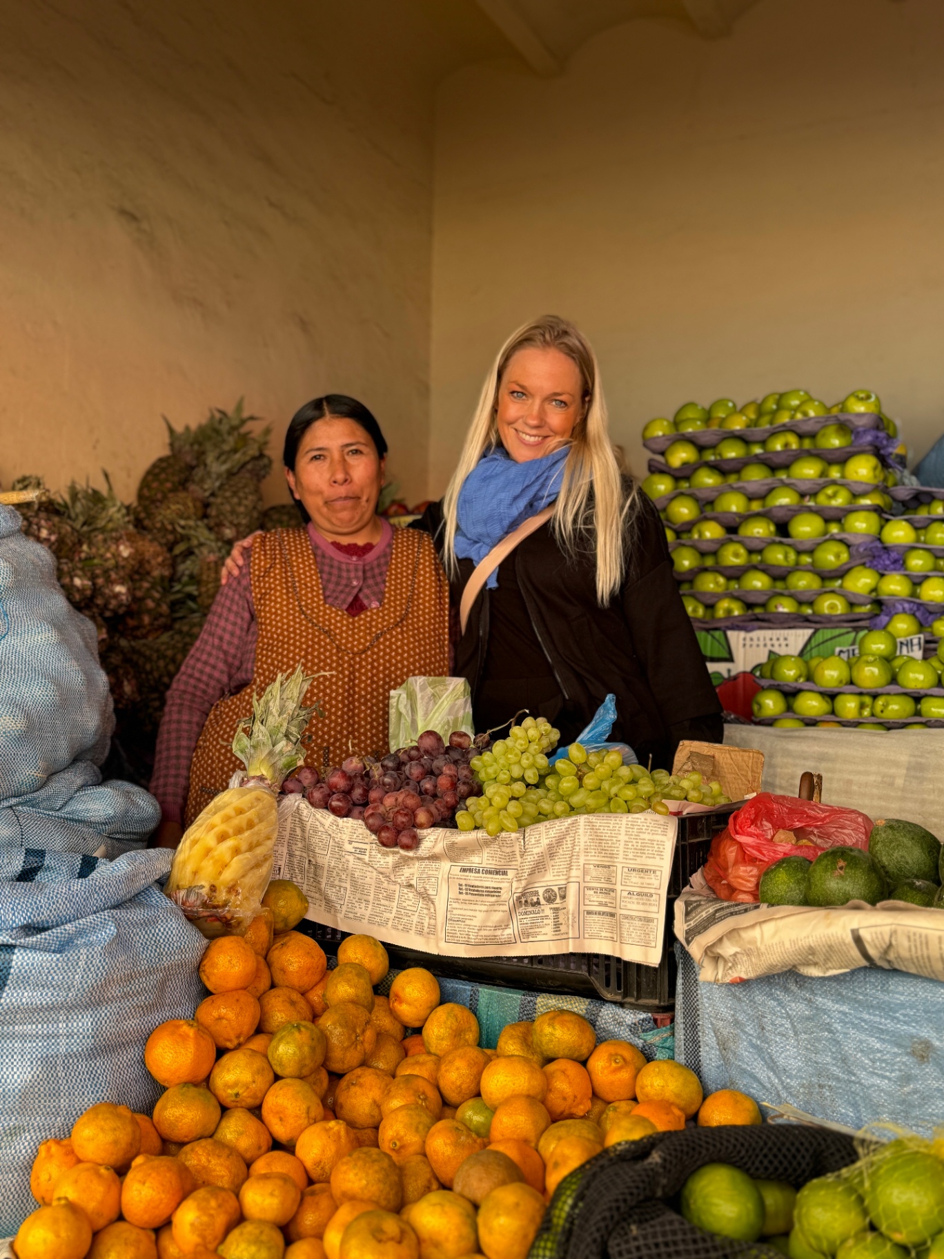 Meeting a fruit vendor in a La Paz market
