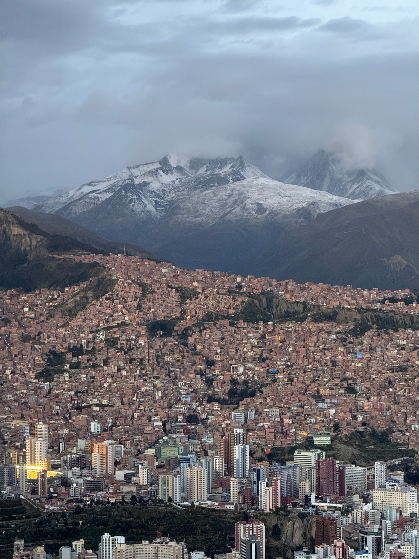 Snow-covered mountains above La Paz