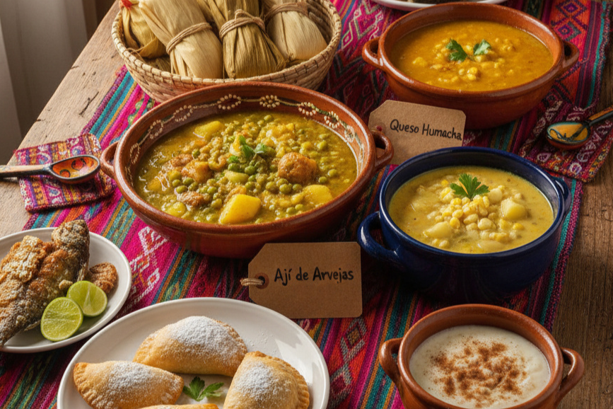 Traditional Semana Santa dishes served in La Paz, Bolivia